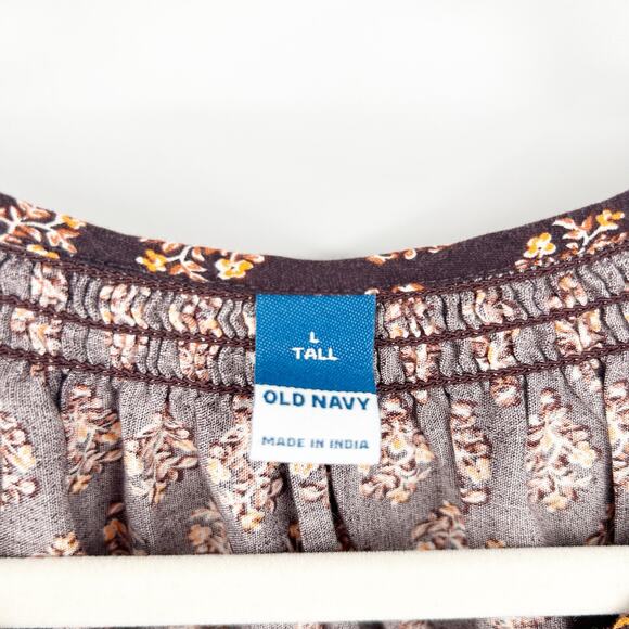 Old Navy Womens Boho Cattagecore Prairie Peasant Ditsy Floral Midi Dress‎ L Tall - Picture 6 of 11